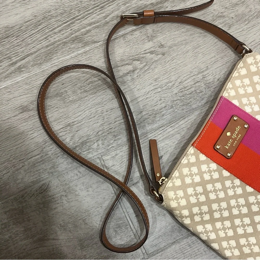 Kate Spade Classic Spade Victoria Beige Leather Crossbody Shoulder‎ Bag WKRU150